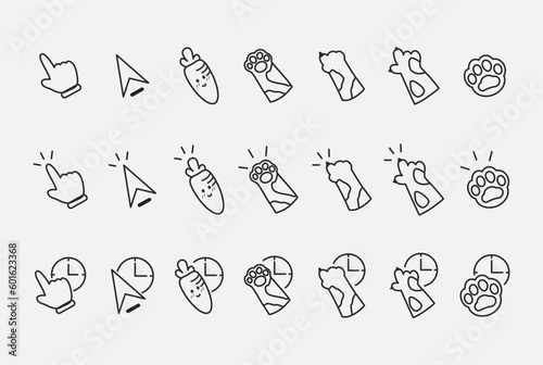 SET OF CUTE MOUSE CLICK CURSOR ICON. MOUSE POINTER SET