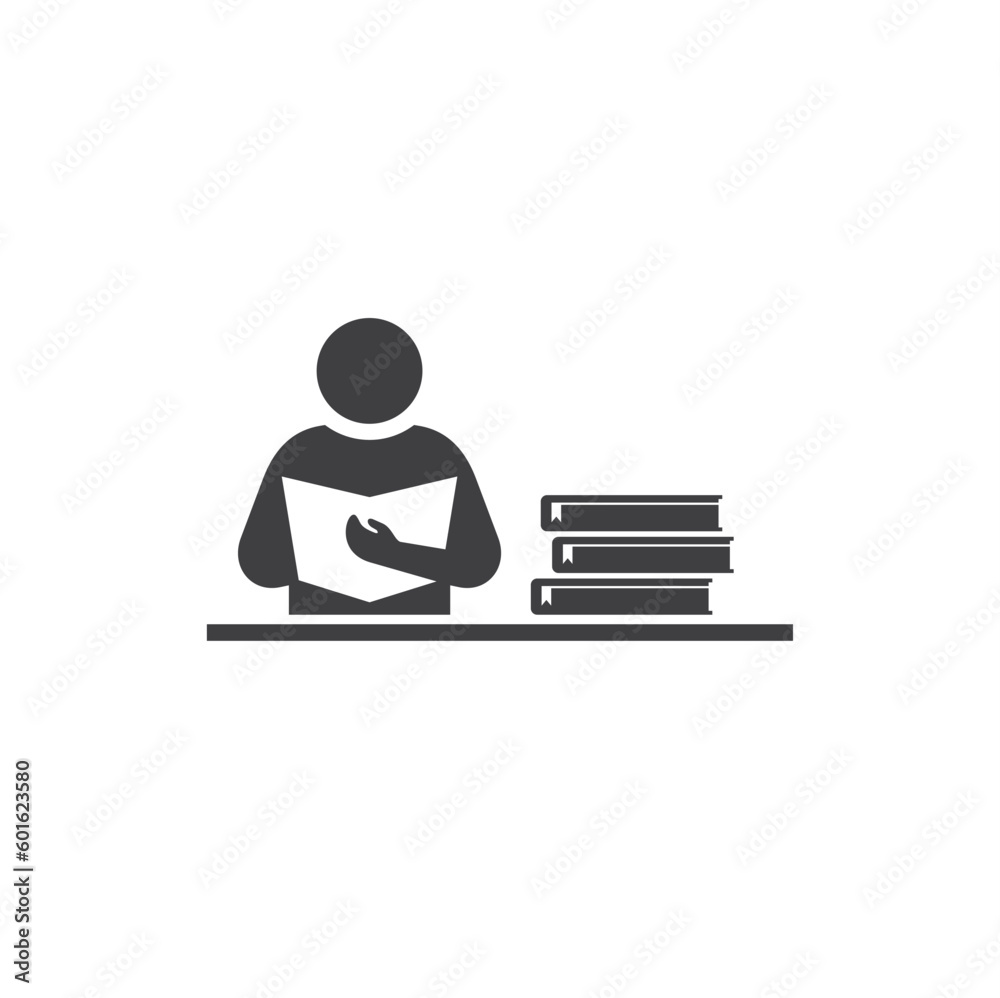 illustration of library, library icon, vector art.
