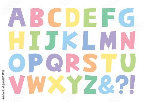 Cute alphabet material  handwritten font                                                                      