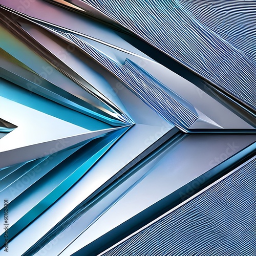23 Crystalline Geometric Shapes: A futuristic and modern background featuring crystalline geometric shapes in metallic colors that create a technological and sophisticated feel4, Generative AI