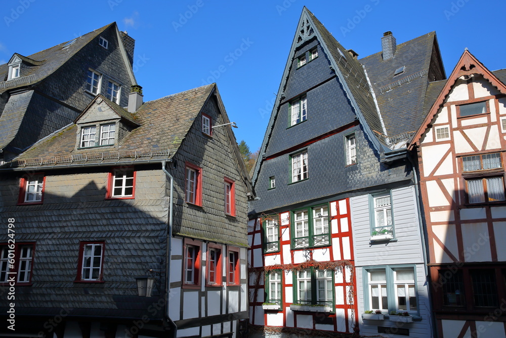 The historical center of the medieval town of Monschau, North Rhine Westfalia, Germany, with half timbered houses The historical center of the medieval town of Monschau, North Rhine Westfalia, Germany, with half timbered houses