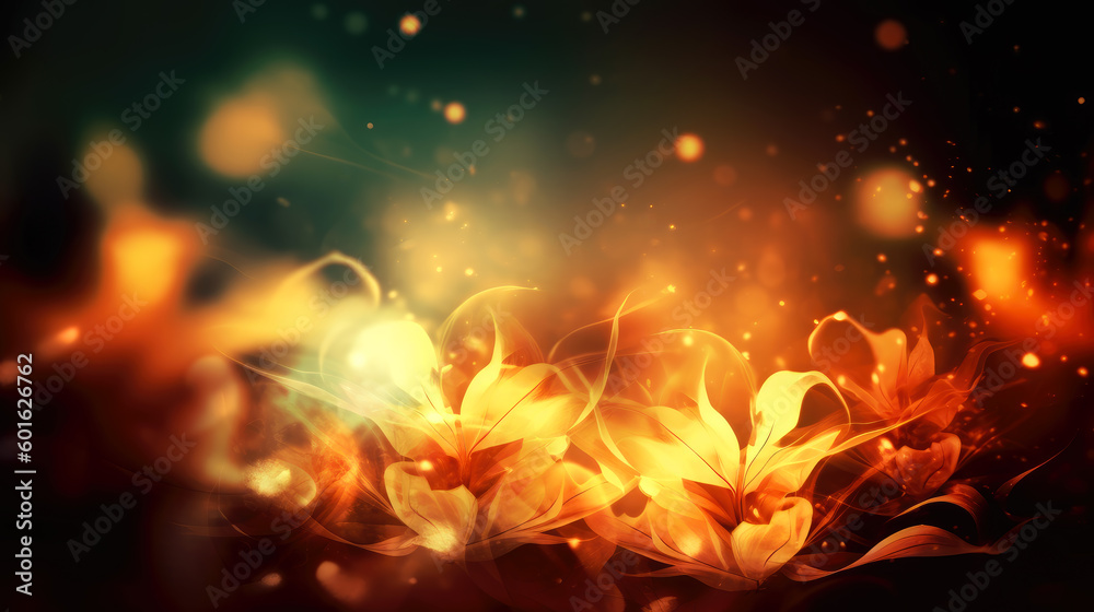 Beautiful golden flower background, generative ai.