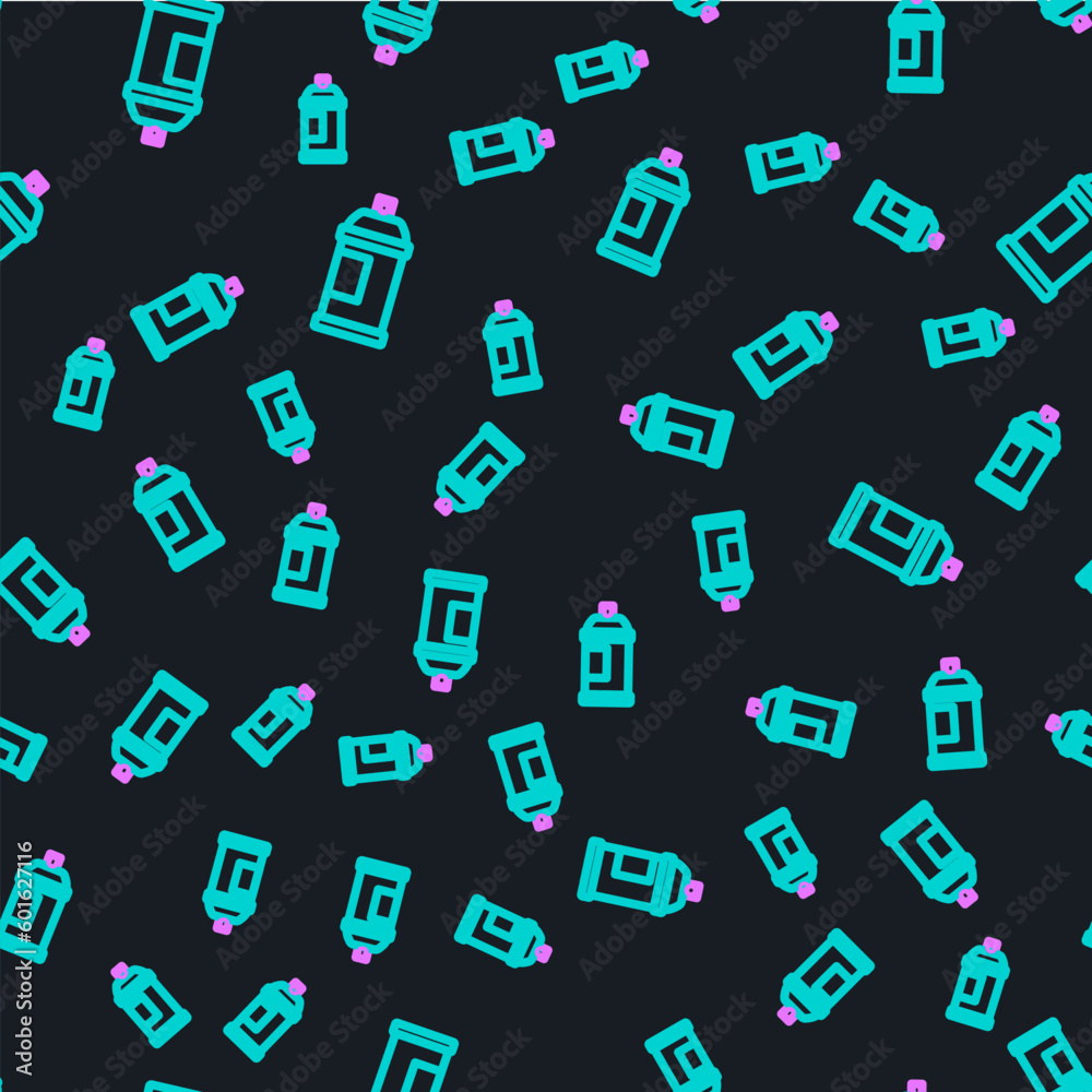 Line Paint spray can icon isolated seamless pattern on black background. Vector Line Paint spray can icon isolated seamless pattern on black background. Vector