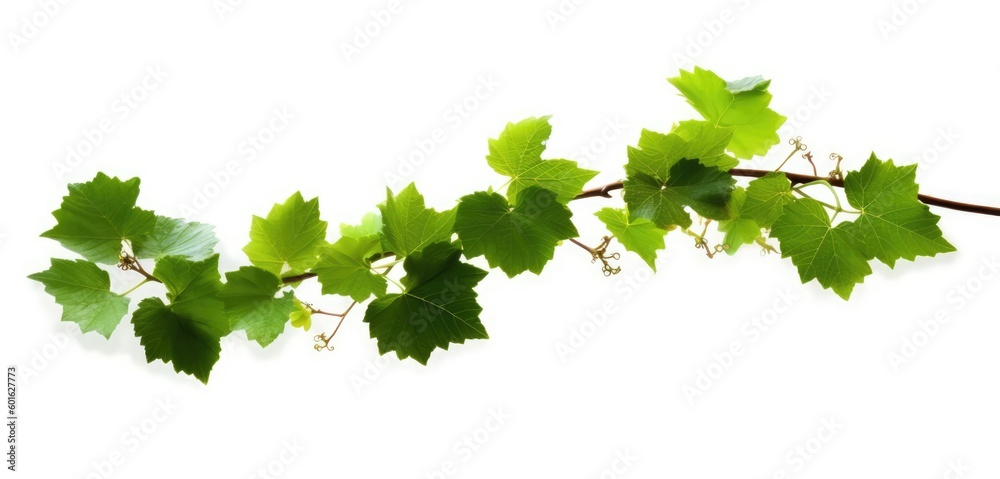 Green Grape leaves Isolated on white background, Generative AI Green Grape leaves Isolated on white background, Generative AI