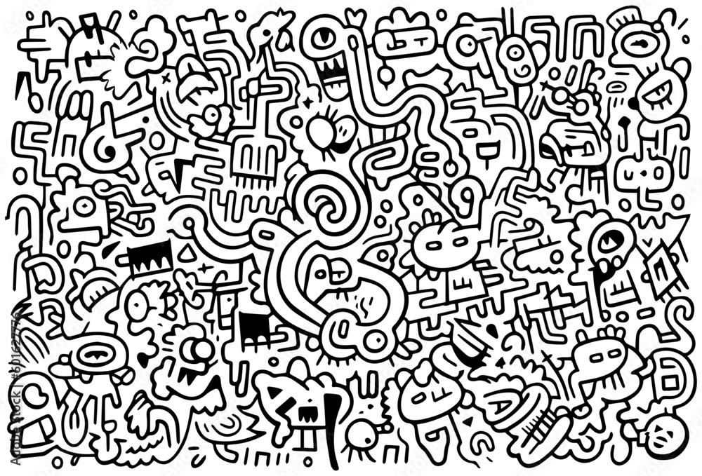 doodle hand drawn simple trendy wallpaper ,doodle art pattern vector