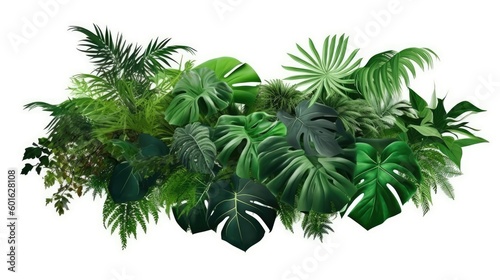 Tropical background with monstera leaves. Realistic illustration  Generative AI