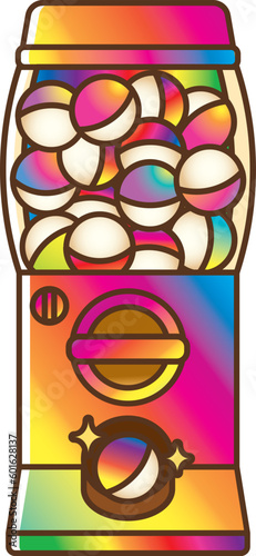 Rainbow-colored capsule toy machine seen from the front