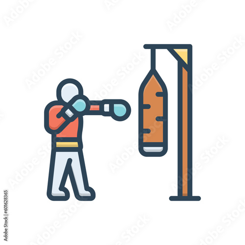 Color illustration icon for boxing 