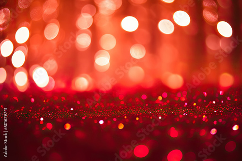 Festive Red Glitter Bokeh Background for Christmas and Valentine's Day Celebration. created with Generative AI