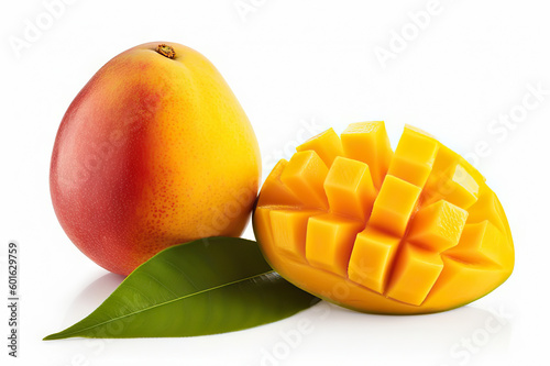 Isolated Mango Fruit on White Background: Sweet and Juicy Tropical Delight. created with Generative AI