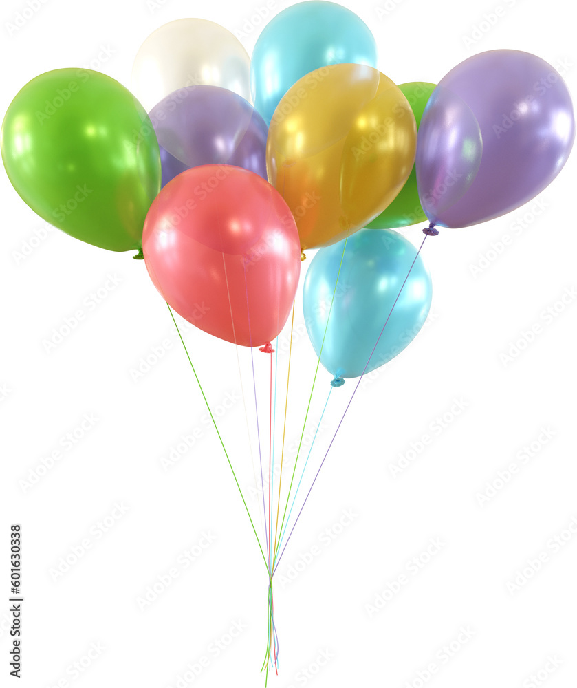 3D Render Colorful Anniversary Balloons 3D Render Colorful Anniversary Balloons