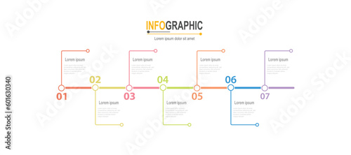 Infographic 7 steps Timeline in 1 week template business data illustration