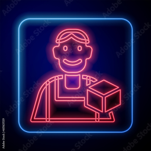 Glowing neon Graphic designer icon isolated on black background. Vector