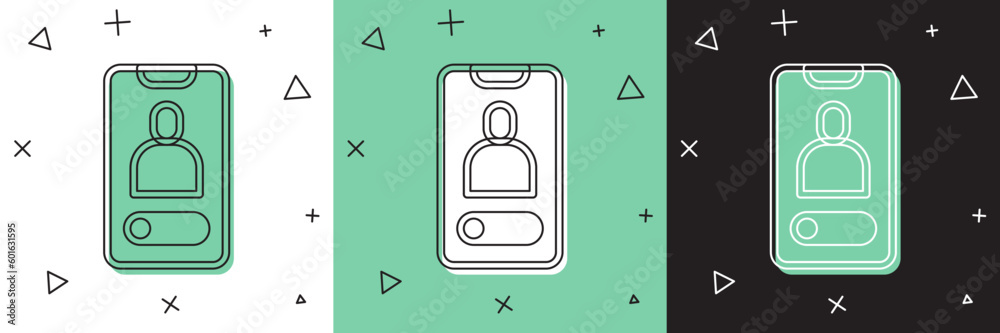 Set Incoming call on mobile phone icon isolated on white and green, black background. Friends call. Vector Set Incoming call on mobile phone icon isolated on white and green, black background. Friends call. Vector