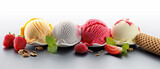 Assorted Ice Cream Scoops in a Set, Delicious Sweet Treats Isolated on White Background. created with Generative AI
