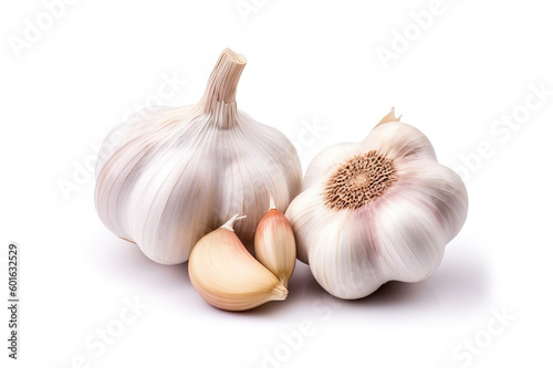 Fresh Garlic Bulbs Isolated on White Background for Culinary and Health-related Concepts. created with Generative AI