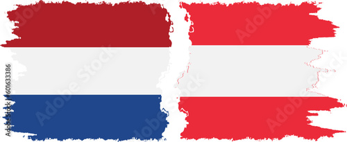Photography Austria and Netherlands grunge flags connection vector