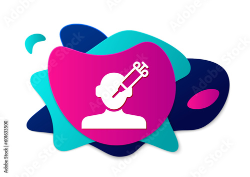 Color Addiction to the drug icon isolated on white background. Heroin, narcotic, addiction, illegal. Sick junkie with a syringe and medical pills. Abstract banner with liquid shapes. Vector
