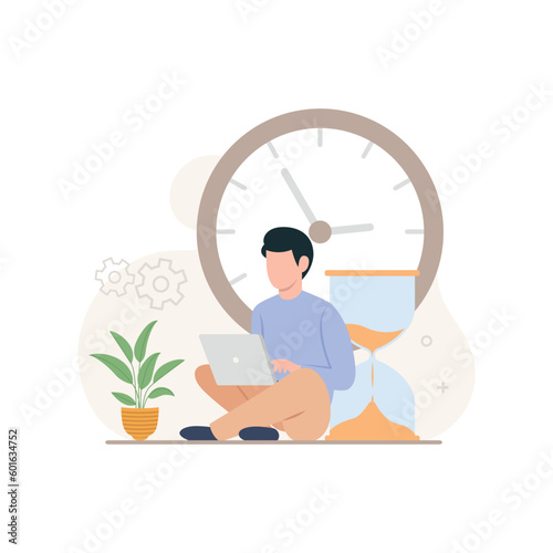 Business people or employee with self management skill. Time management soft skills concept vector illustration