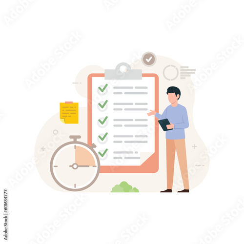 Business people or employee with self management skill. Dicipline soft skills concept vector illustration