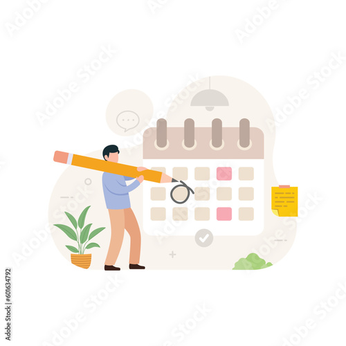 Business people or employee with self management skill. Planning soft skills concept vector illustration