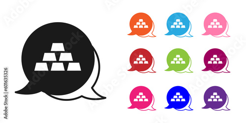 Black Gold bars icon isolated on white background. Banking business concept. Set icons colorful. Vector