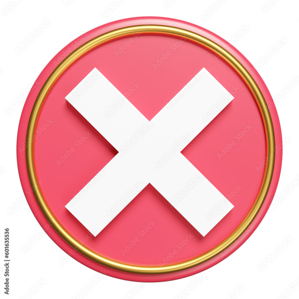 Obraz premium 3d cross check mark icon isolated. tick marks symbols concept, 3d render illustration