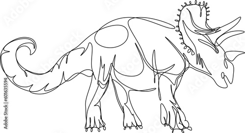 one line art. Jurassic park. one continuous line art of a triceratops