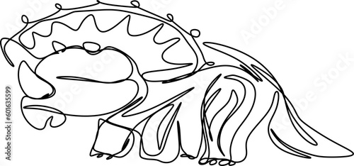 one line art. Jurassic park. one continuous line art of a triceratops