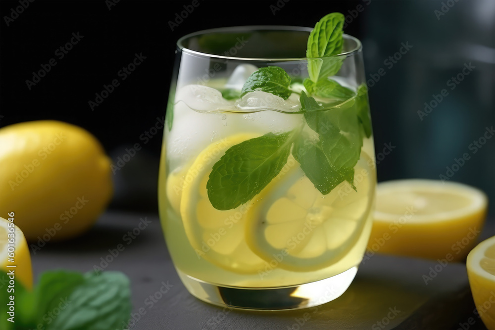 Fototapeta premium spring and summer drink with fruits