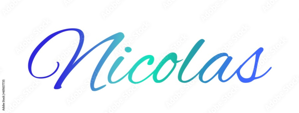 Nicolas - light blue and blue color - male name - ideal for websites, emails, presentations, greetings, banners, cards, books, t-shirt, sweatshirt, prints