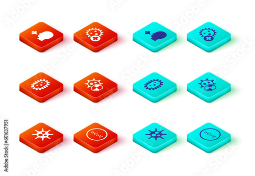 Set Virus, Corona virus 2019-nCoV, Shield protecting from, Positive and Man coughing icon. Vector