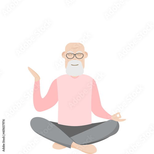 Fototapeta Naklejka Na Ścianę i Meble -  The Elderly People Old Man Glasses Yoga Pose Meditation Relaxed Body
