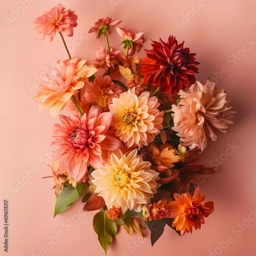 Beautiful Autumn Flowers On Pastel Background Illustration