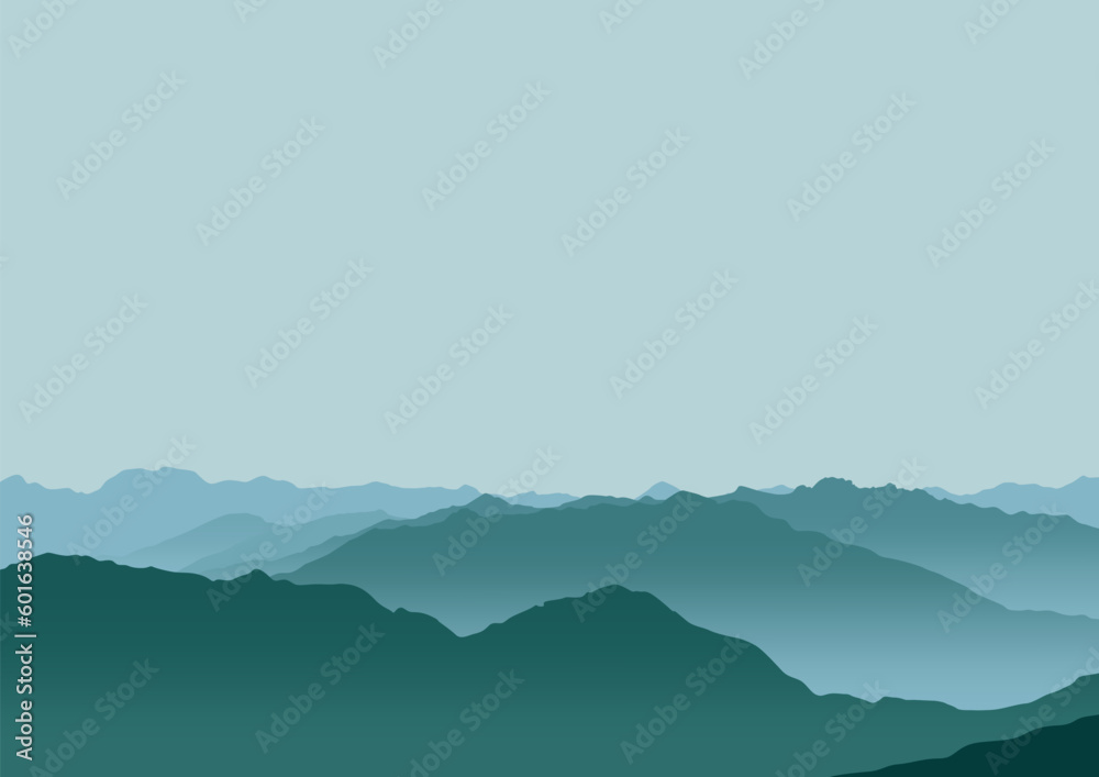 beautiful mountains landscape. Vector illustration in flat style.