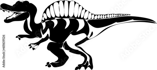 The illustrations and clipart. Jurassic park. A black-and-white silhouette of a Spinosaurus