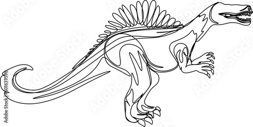 one line art. Jurassic park. one continuous line art of a Spinosaurus