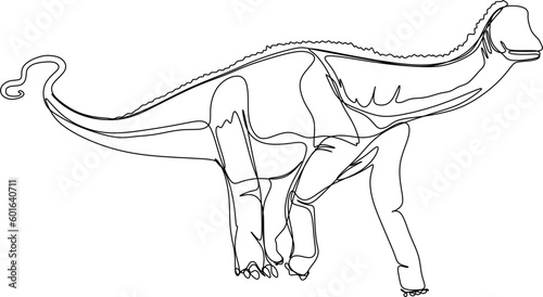 one line art. Jurassic park. one continuous line art of a Nigersaurus