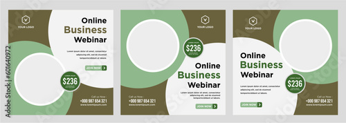 Digital marketing live webinar and corporate social media post or template banner