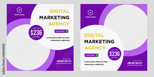 Digital marketing live webinar and corporate social media post or template banner
