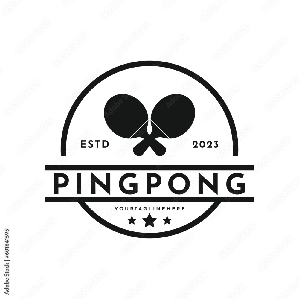 Vintage ping pong logo design with hipster drawing style Stock Vector ...
