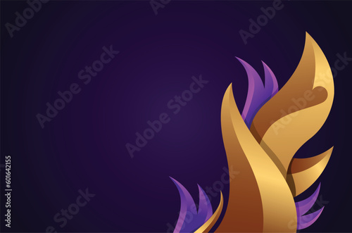 royal purple and golden flames on a gradient backdrop. can be used for gaming live screen banners or in other fantasy related streaming graphics. golden fire looks abstract and beautiful.