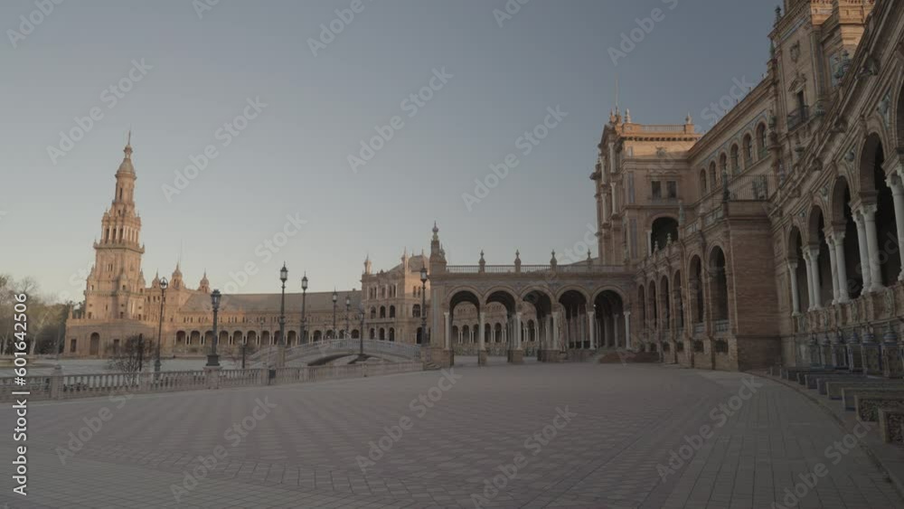 The Plaza de España Spain Square in The Morning Seville, Spain The Plaza de España Spain Square in The Morning Seville, Spain