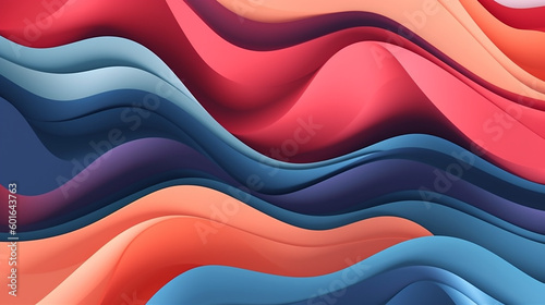 Papercut multi layers 3D color texture background. Abstract topography concept design or flowing liquid illustration for website template. Smooth origami art shape paper cut. Generative AI