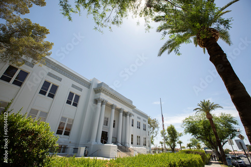 Daytime view of the historic 1924 Imperial County Courthouse, built in the Beaux-Arts style in El Centro, California, USA. photo