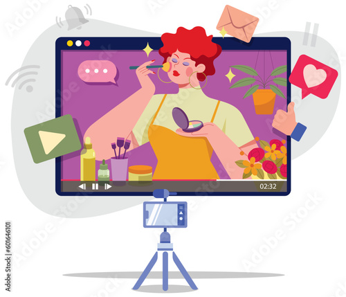 Beauty Vlogger Flat Design Concept