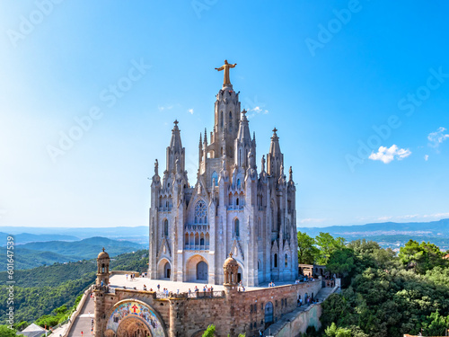 Temple of the Sacred Heart of Jesus at Mount Tibidabo, Barcelona, Spain photo