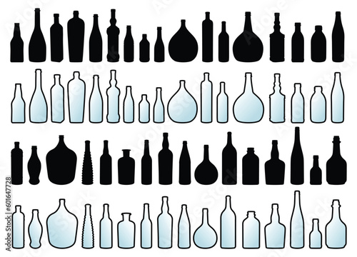 The set of silhouettes of glass bottles. 

