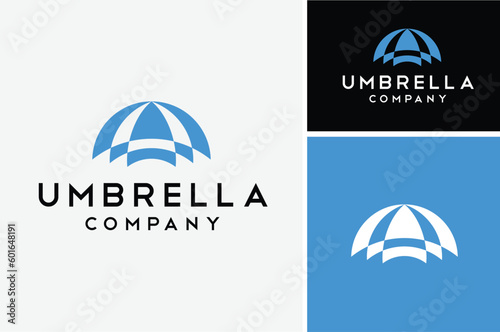 Simple umbrella silhouette logo design for insurance assurance business	