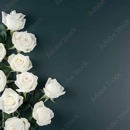 Studio Photography Of White Roses On Solid Background Illustration © imazydreams